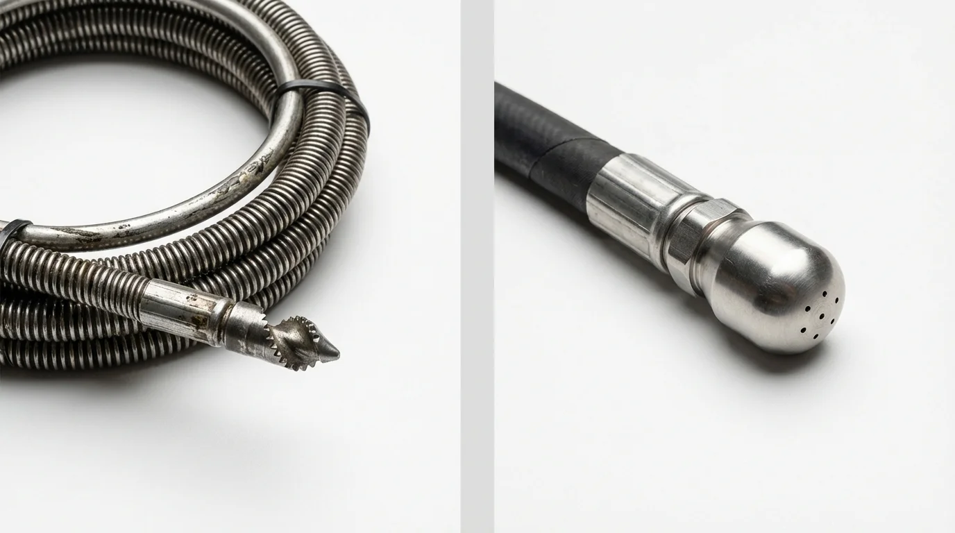 Drain snake cable and hydro jetting nozzle used for drain cleaning in Grants Pass, OR