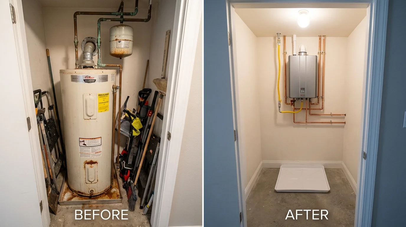 Tank water heater versus wall-mounted tankless unit comparison for Grants Pass, OR homeowners