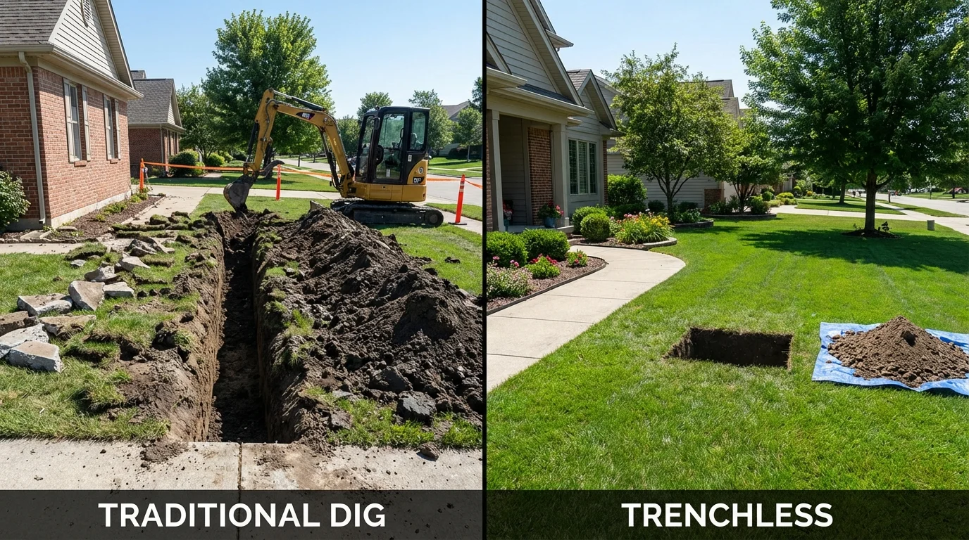 Trenchless sewer repair with minimal yard damage versus traditional excavation in Grants Pass, OR